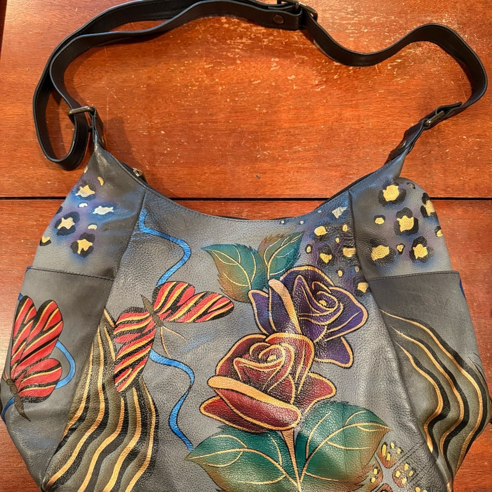 Anuschka Hand-Painted Leather Shoulder Bag